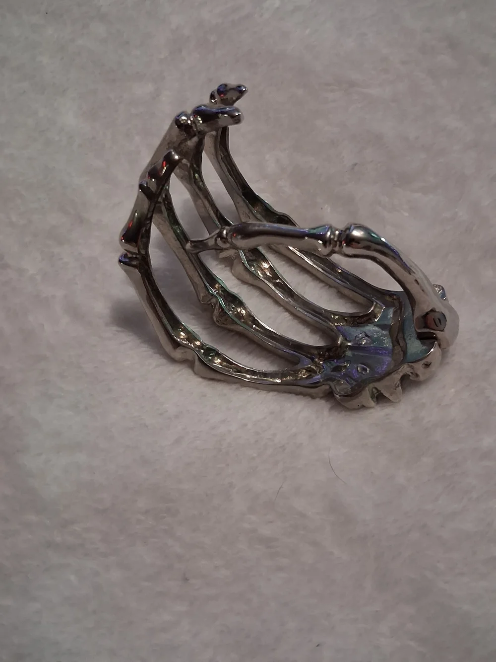 Raf Simons Silver Skeleton Sculpted Hand Braclet/Cuff